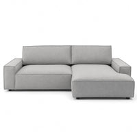 XXL Ecksofa mit grauem Bezug in Leinenoptik
