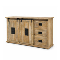 Sideboard aus Mangoholz mit Schiebetüren und Schubkästen