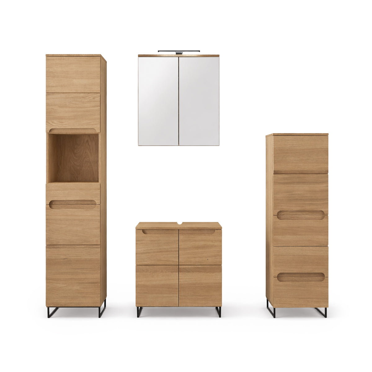Badmöbel-Set Eiche massiv geölt 4-teilig