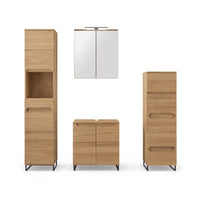 Badezimmermöbel im 4-teiligen Set aus massiven Eichenholz