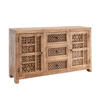 Sideboard aus Mangoholz mit floralen Schnitzereien