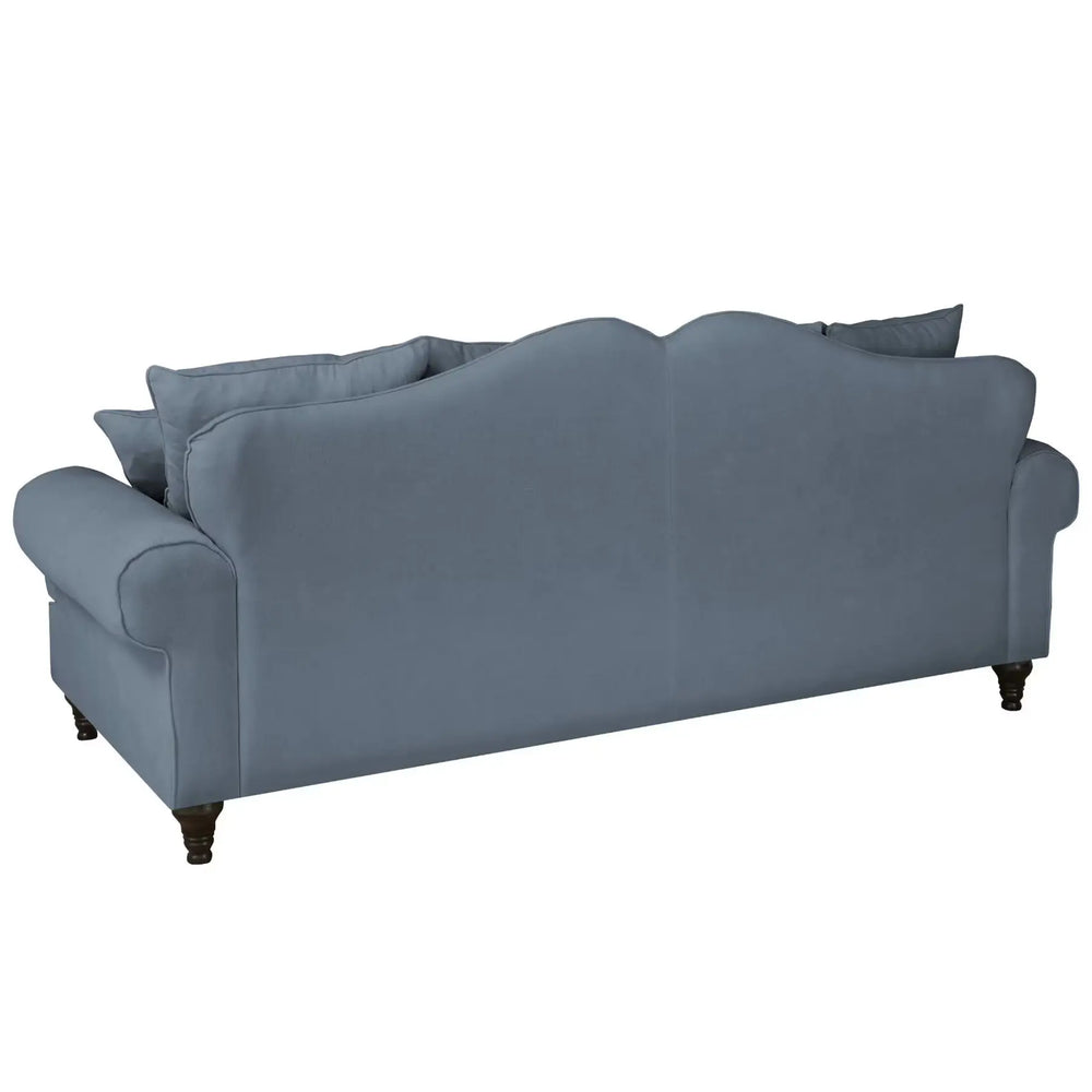 
                  
                    3,5 Sitzer Sofa im Landhausstil mit blauem Bezug und Holzfüßen
                  
                