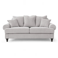 3-Sitzer Sofa im Landhausstil mit hellgrauem Webstoff-Bezug