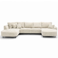 Große Wohnlandschaft mit Breitcord-Bezug in beige