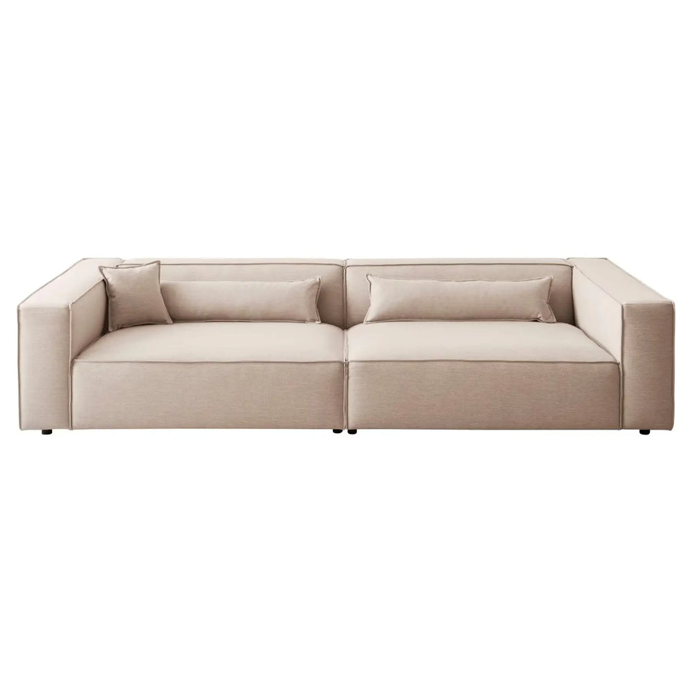 Big Sofa mit hellbeigen Webstoff-Bezug