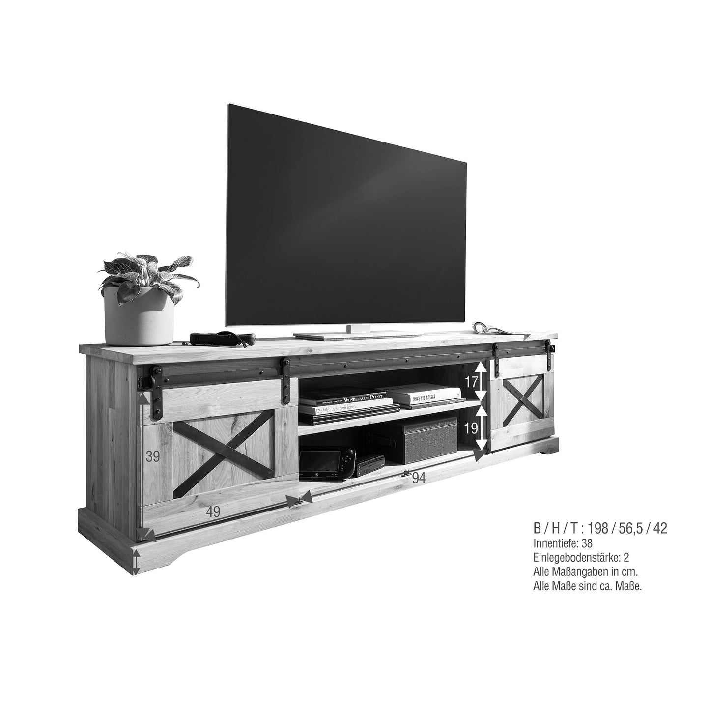
                  
                    TV-Lowboard Wildeiche massiv geölt - Wilson
                  
                