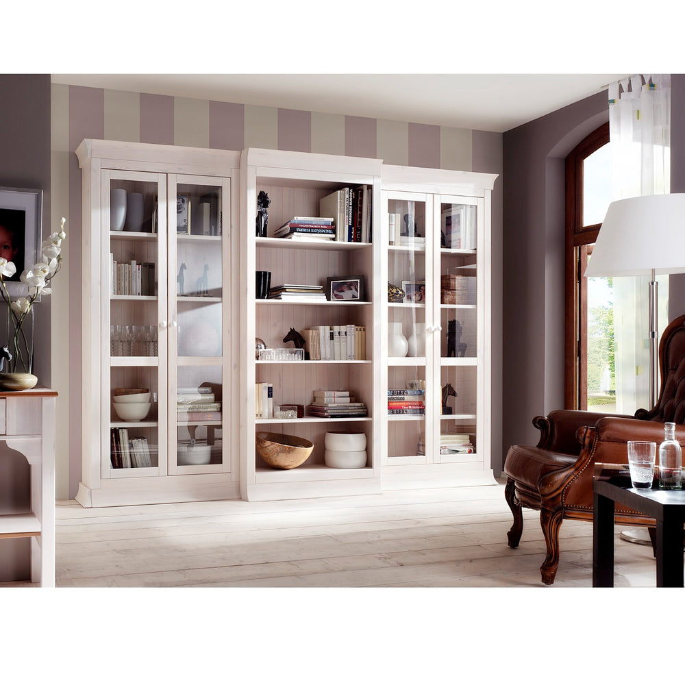 Wohnwand Kiefer massiv weiß Landhausstil Boston