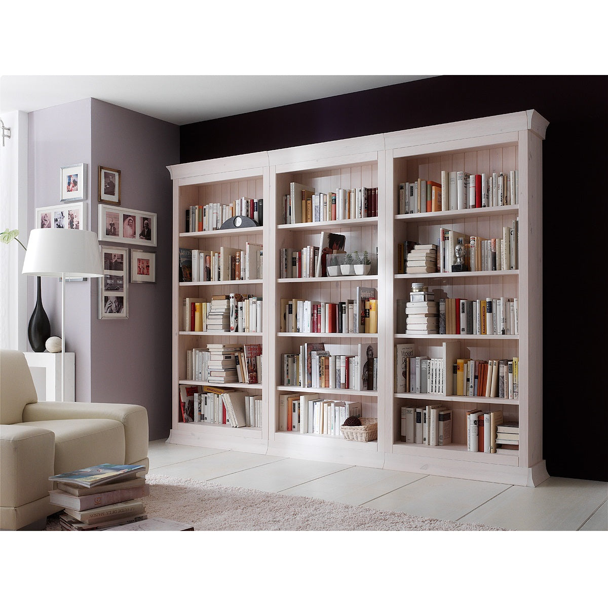 
                  
                    Bibliothek Kiefer massiv weiß Landhausstil Boston
                  
                