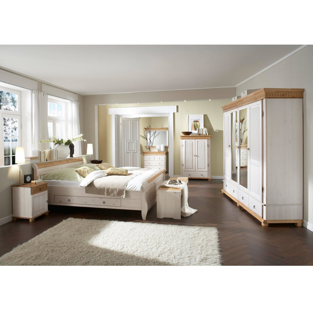 Schlafzimmer Kiefer massiv weiß lasiert 4 tlg. Landhausstil Helsinki