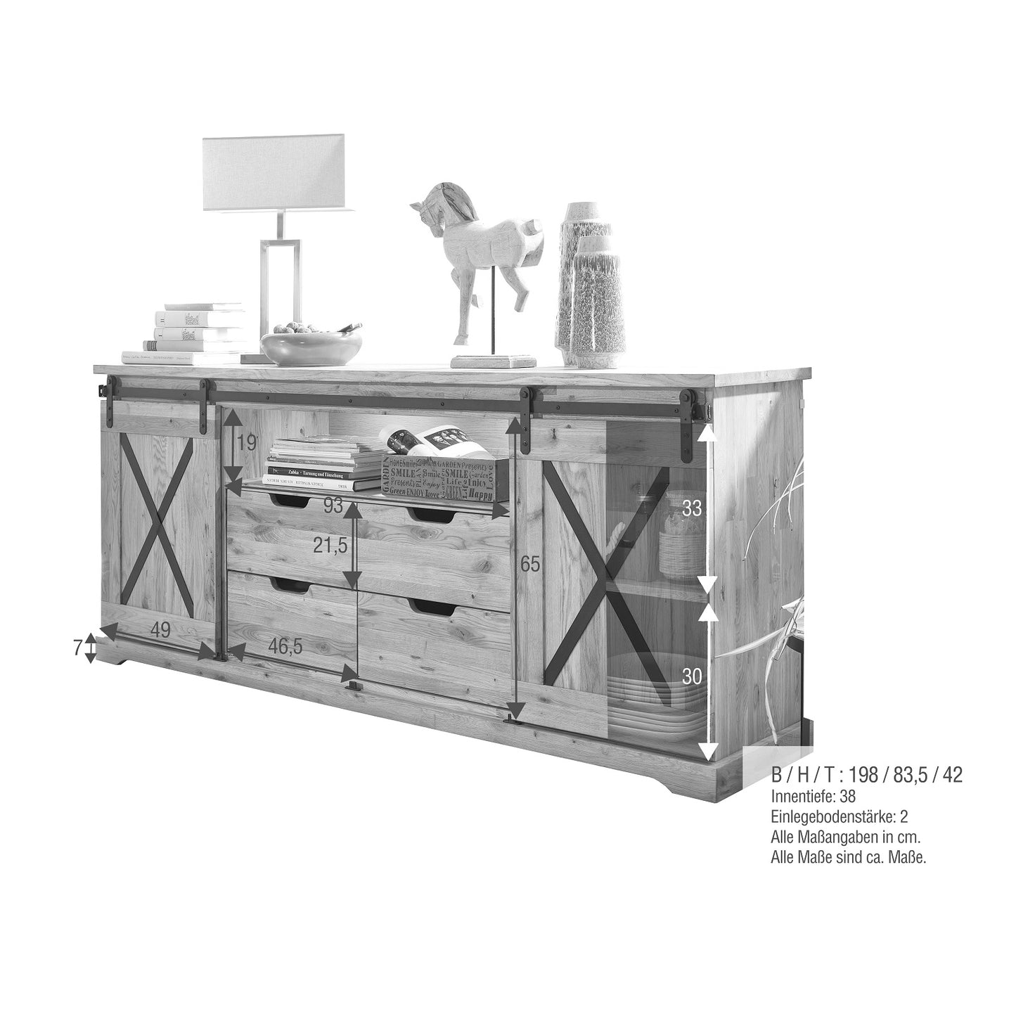 
                  
                    Big Sideboard Wildeiche massiv geölt - Wilson
                  
                