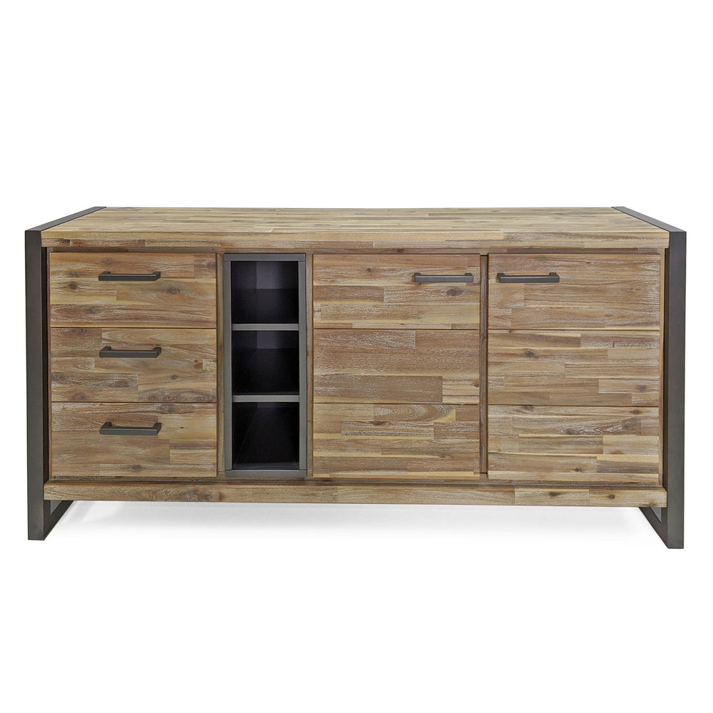 Sideboard Akazie massiv grau / Metallrahmen - Oliver