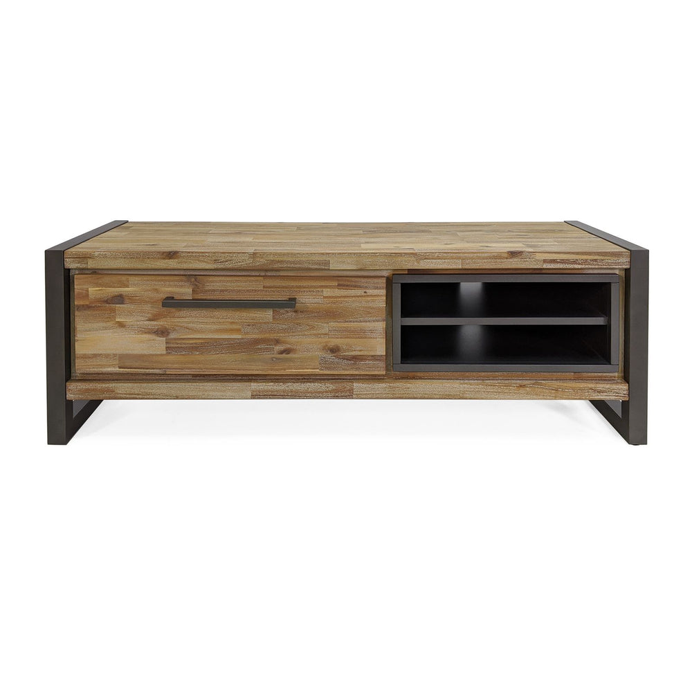 Lowboard Akazie massiv grau / Metallrahmen - Oliver