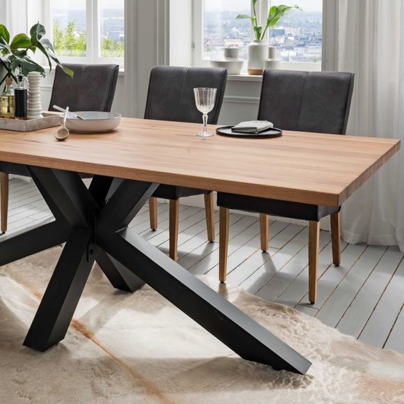 
                  
                    Esstisch 200 x 100 cm Eiche massiv / Metall - Star
                  
                