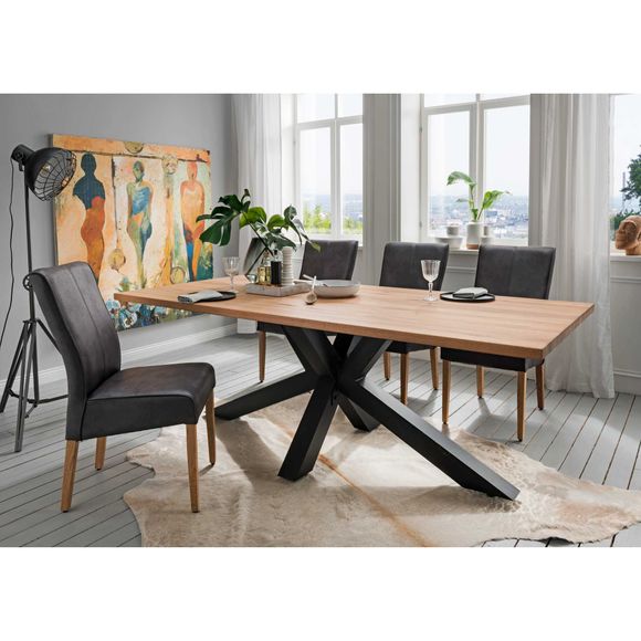 
                  
                    Esstisch 200 x 100 cm Eiche massiv / Metall - Star
                  
                