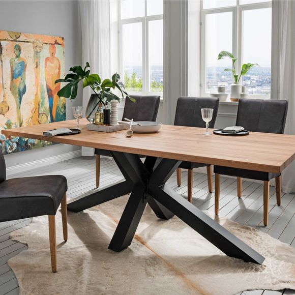 
                  
                    Esstisch 200 x 100 cm Eiche massiv / Metall - Star
                  
                