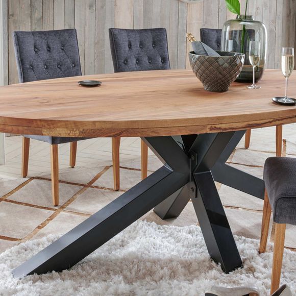 
                  
                    Esstisch oval 240 x 120 cm Eiche massiv / Metall - Star
                  
                