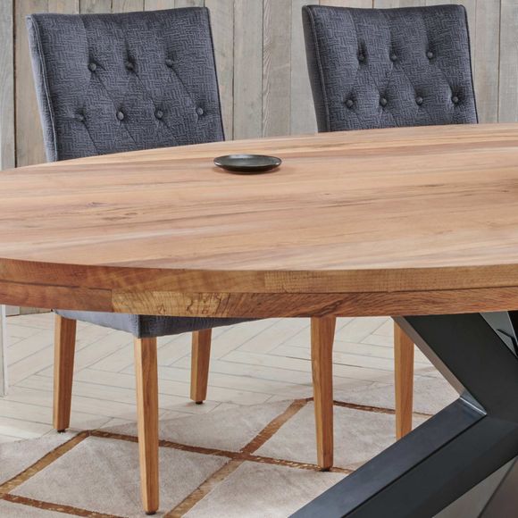 
                  
                    Esstisch oval 240 x 120 cm Eiche massiv / Metall - Star
                  
                