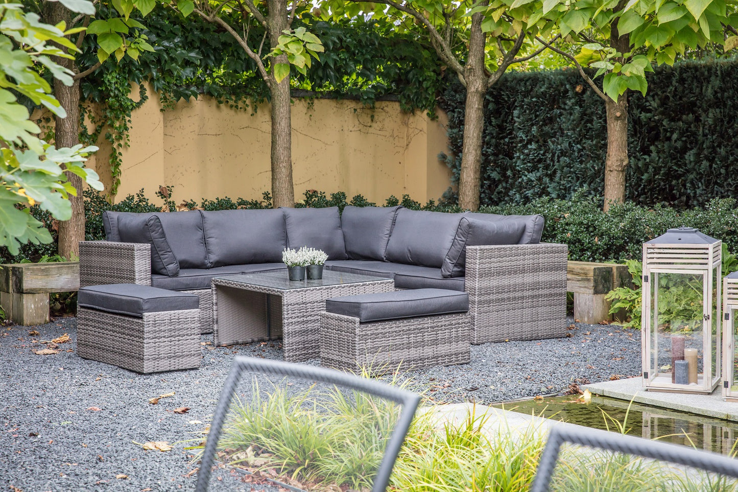 
                  
                    Loungegarnitur 4 tlg. Polyrattan grau - Lugo Stone
                  
                