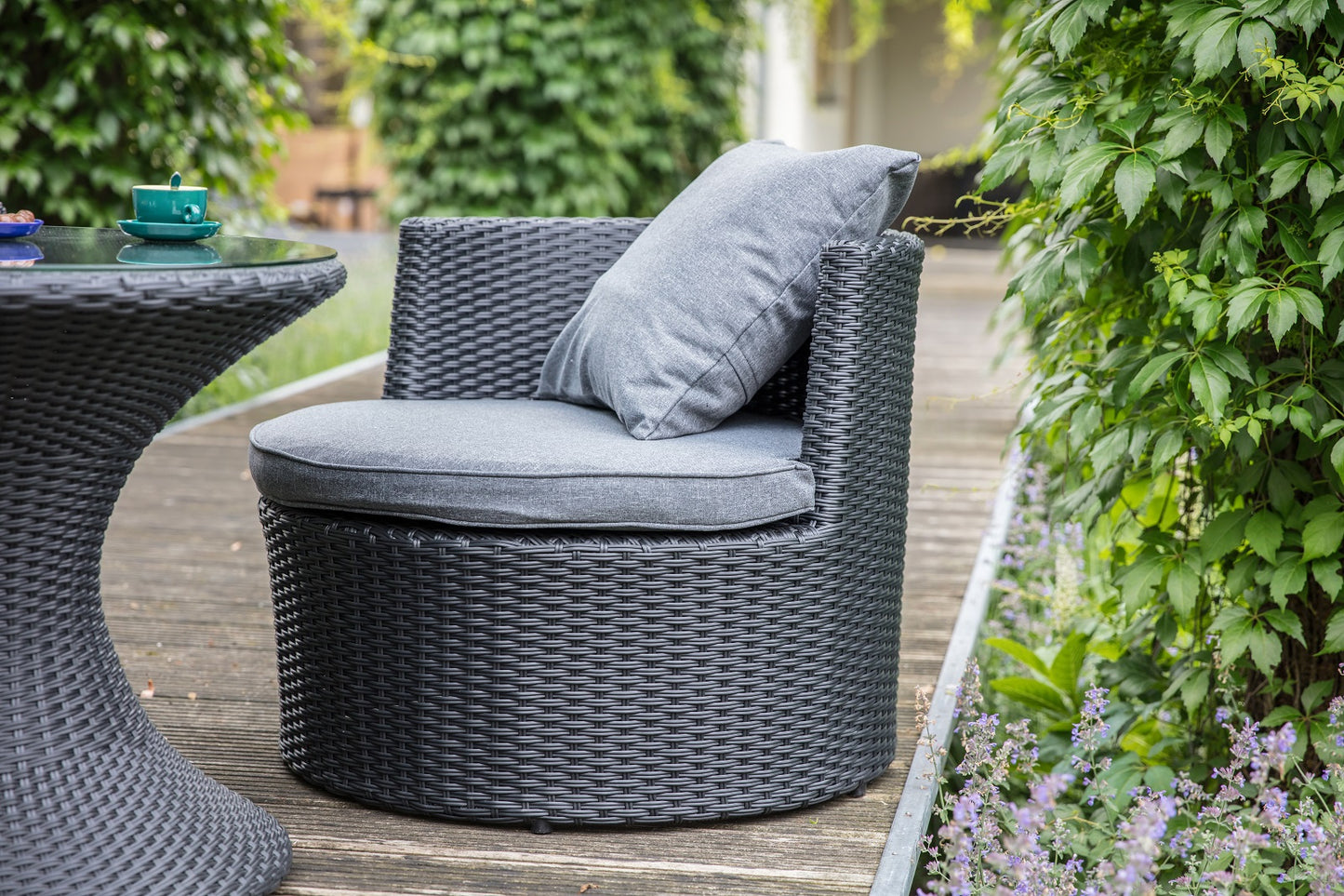 
                  
                    Lounge-Set 3 tlg. Polyrattan schwarz / grau - Ancona Black
                  
                