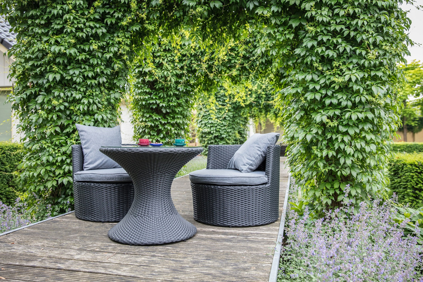 
                  
                    Lounge-Set 3 tlg. Polyrattan schwarz / grau - Ancona Black
                  
                