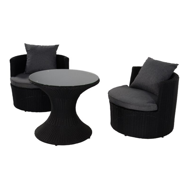 
                  
                    Lounge-Set 3 tlg. Polyrattan schwarz / grau - Ancona Black
                  
                