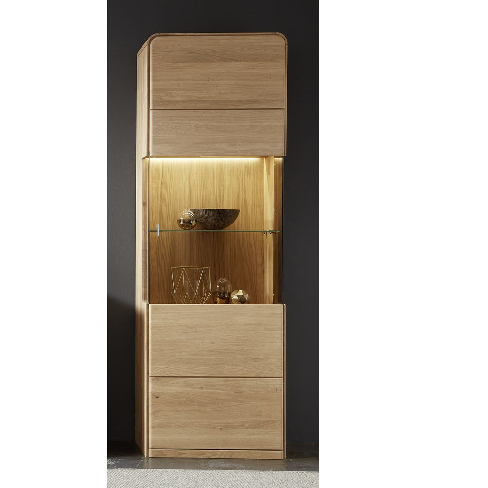 Vitrine 1trg. rechts Eiche massiv bianco - Round