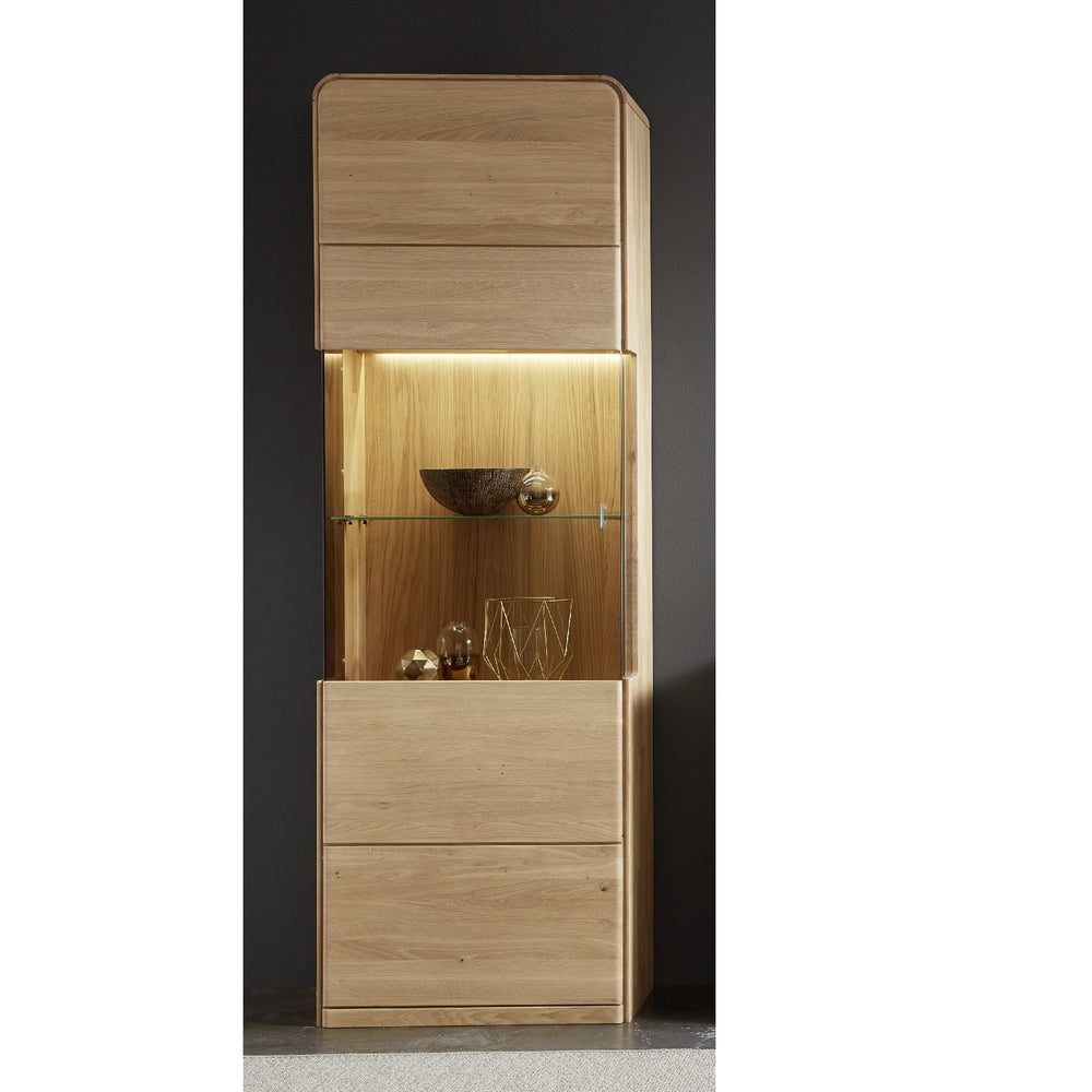 Vitrine 1trg. links Eiche massiv bianco - Round