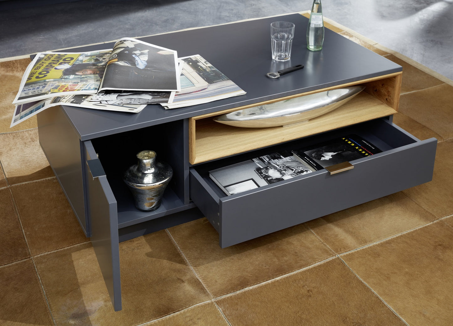 
                  
                    Couchtisch 110 x 65 cm Lack matt grau - Enzo
                  
                