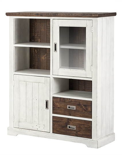 
                  
                    Highboard Recycel Kiefer massiv weiß / braun Antiklook Dover
                  
                