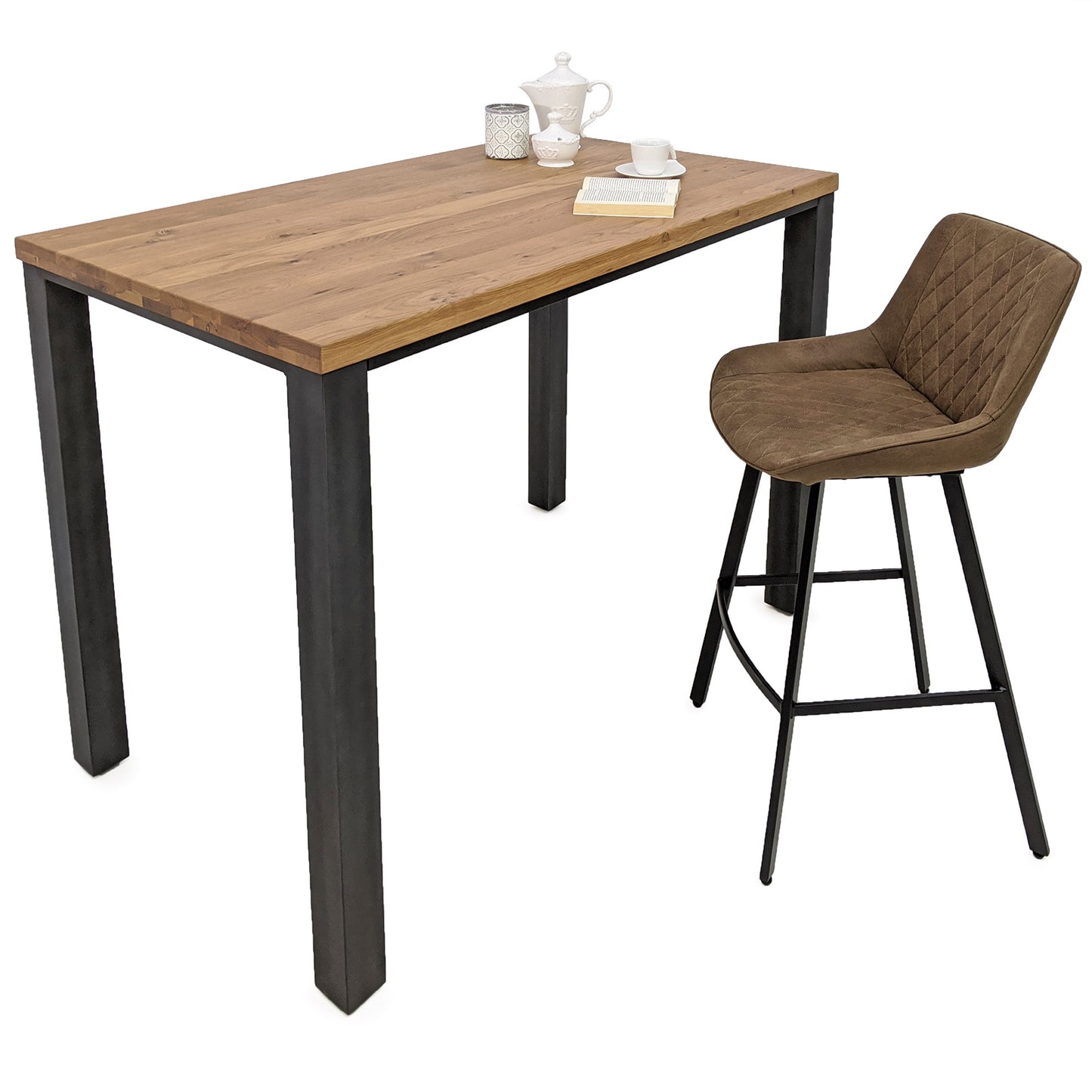 
                  
                    Bartisch 140 x 80 cm Eiche massiv / Metallgestell - Sia
                  
                