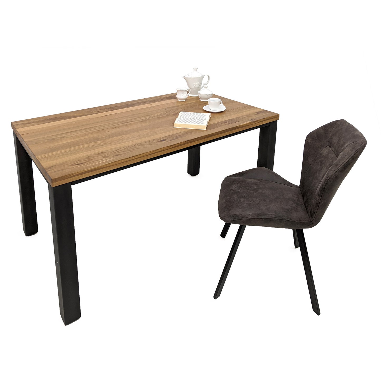 
                  
                    Esstisch 140 x 80 cm Eiche massiv natur / Metall - Sia
                  
                