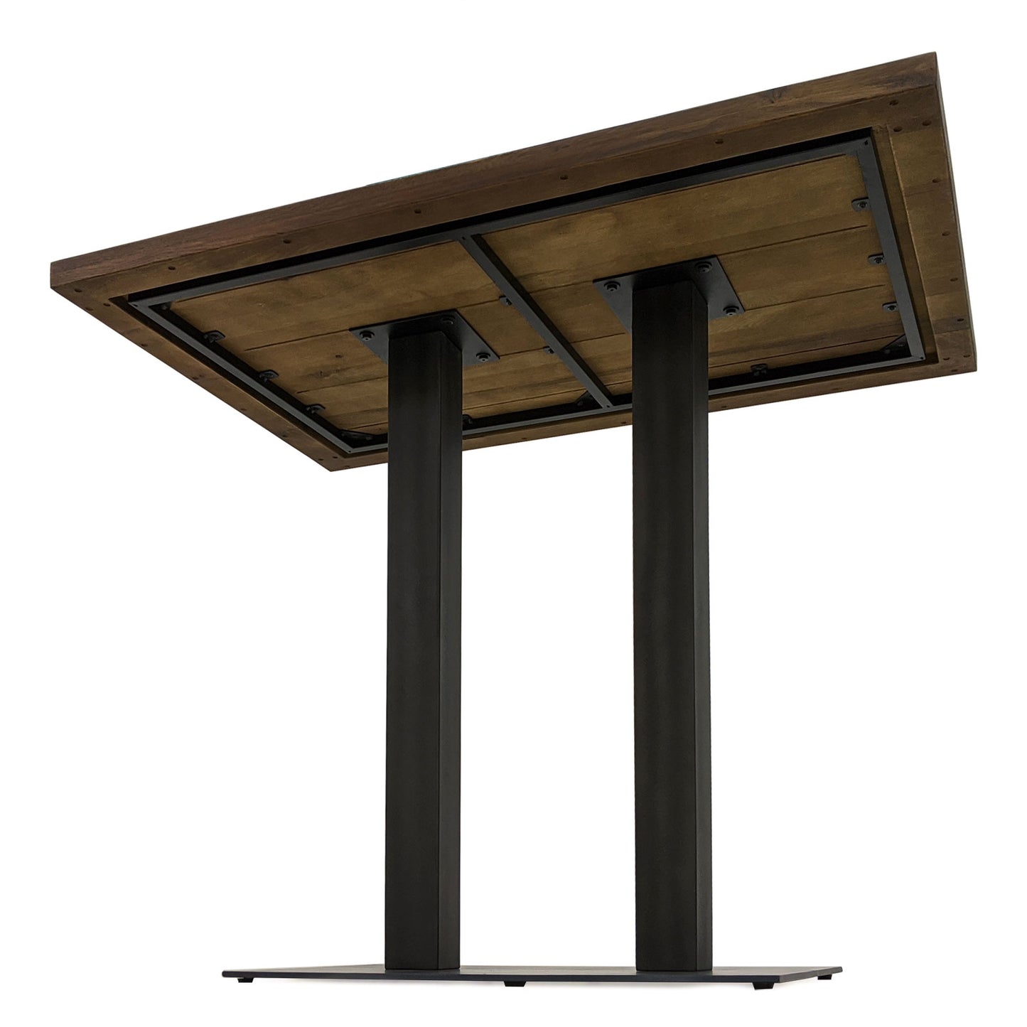 
                  
                    Bartisch 120 x 80 cm Eiche massiv antikbraun / Metallgestell - Sia
                  
                