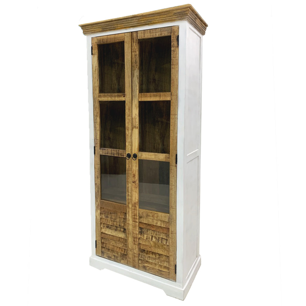 
                  
                    Vitrine 2 trg. Mango massiv weiß / braun Landhausstil - Neron
                  
                