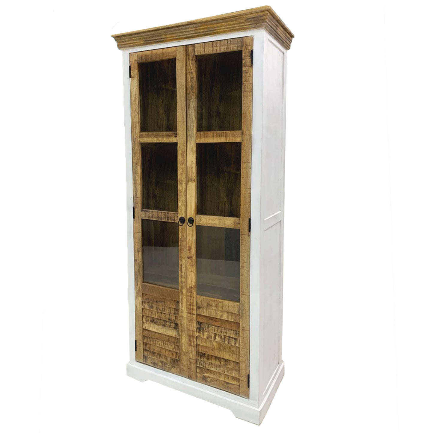 
                  
                    Vitrine 2 trg. Mango massiv weiß / braun Landhausstil - Neron
                  
                