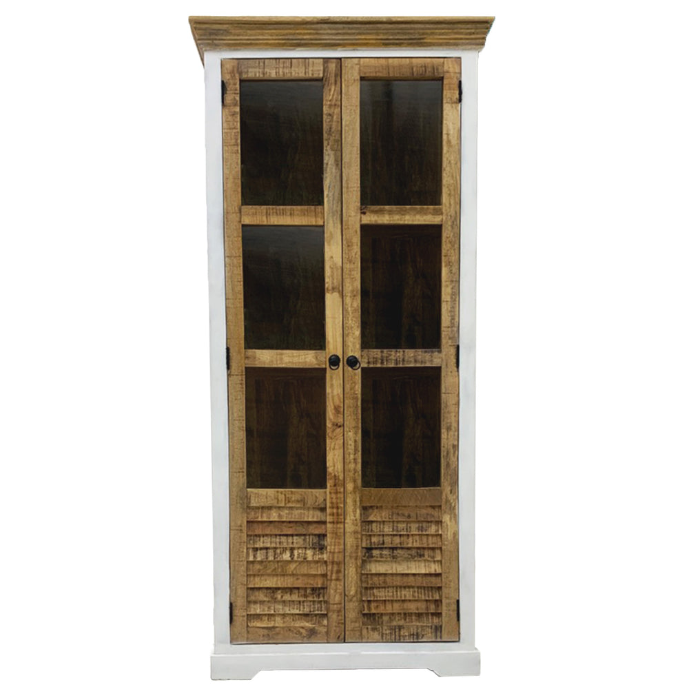 
                  
                    Vitrine 2 trg. Mango massiv weiß / braun Landhausstil - Neron
                  
                