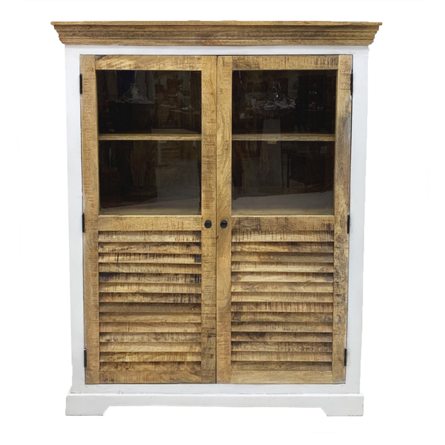 
                  
                    Highboard  Mango massiv weiß / braun Landhausstil - Neron
                  
                