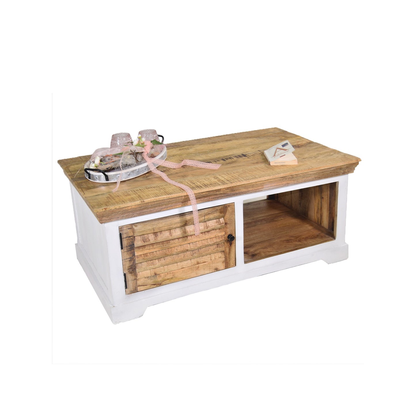 
                  
                    Couchtisch 120 x 70 cm Mango massiv weiß / braun Landhausstil - Neron
                  
                