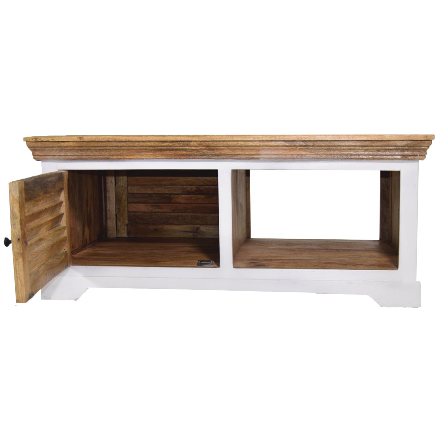 
                  
                    Couchtisch 120 x 70 cm Mango massiv weiß / braun Landhausstil - Neron
                  
                