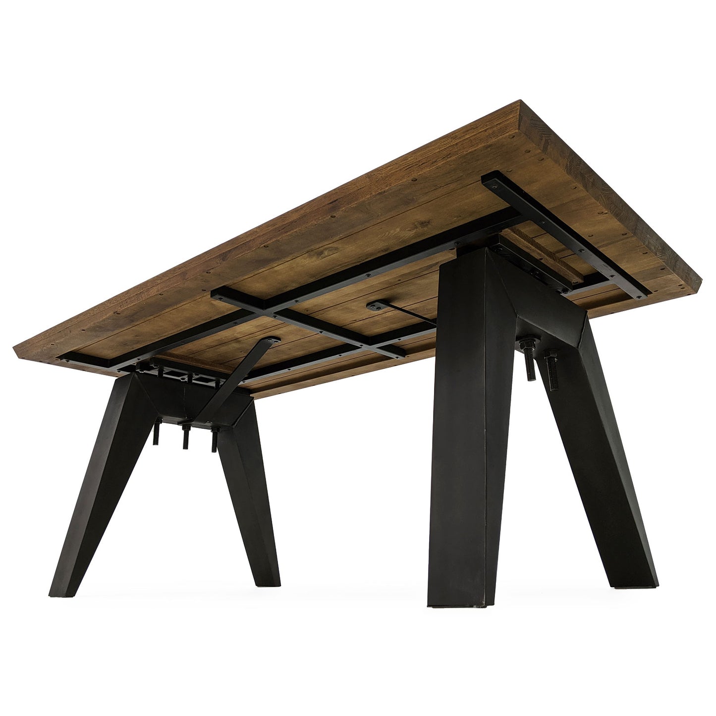 
                  
                    Esstisch 220 x 100 cm Eiche massiv Antikbraun / Metallgestell - Sam
                  
                