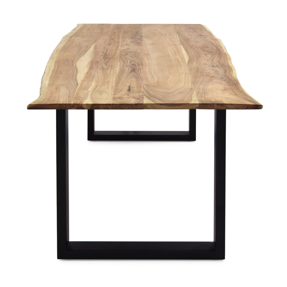 
                  
                    Esstisch 220 x 100 cm Akazie massiv / Metall U-Gestell - Kant
                  
                