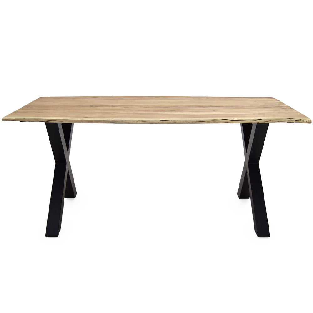 
                  
                    Esstisch 220 x 100 cm Akazie massiv / Metall X-Gestell - Kant
                  
                