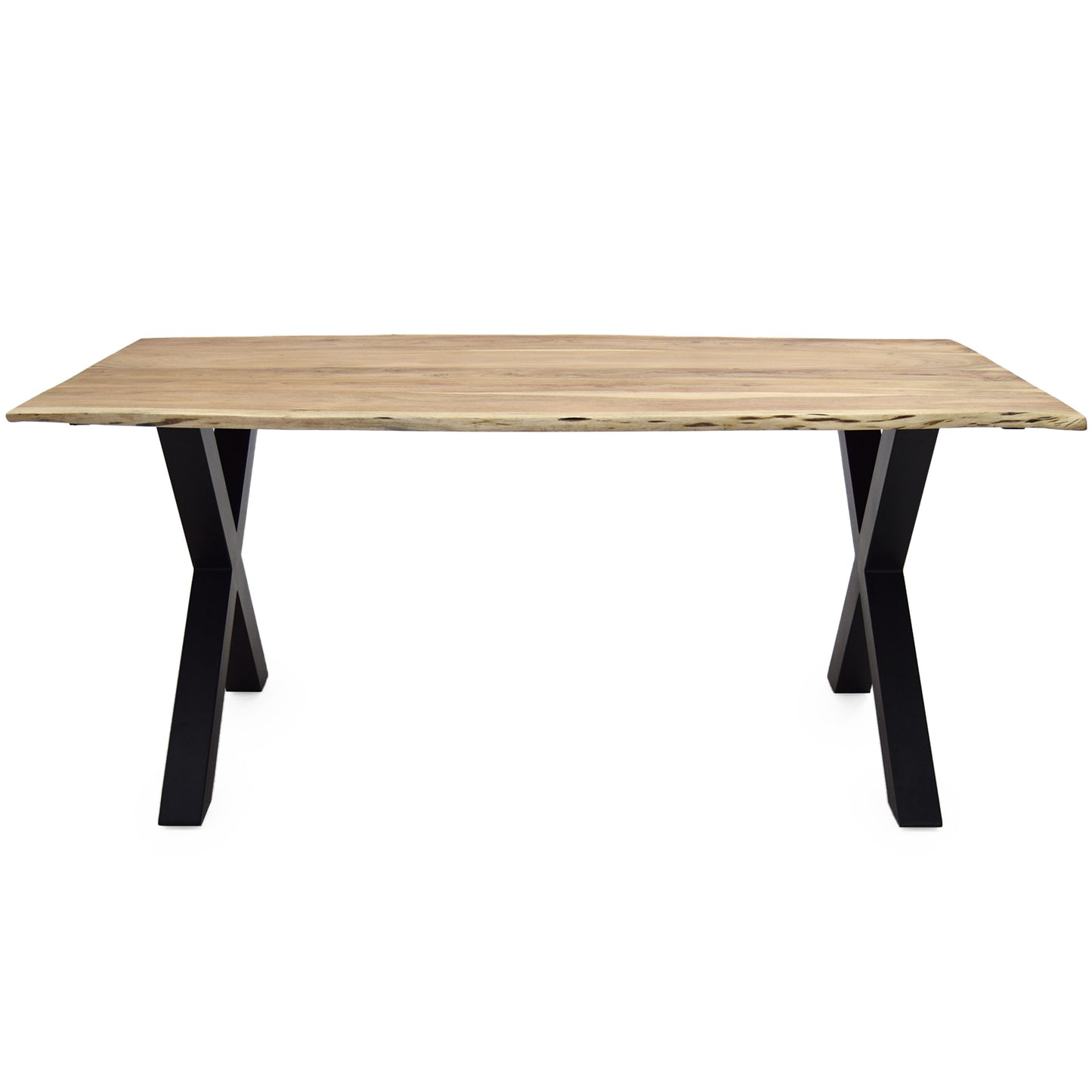 
                  
                    Esstisch 220 x 100 cm Akazie massiv / Metall X-Gestell - Kant
                  
                