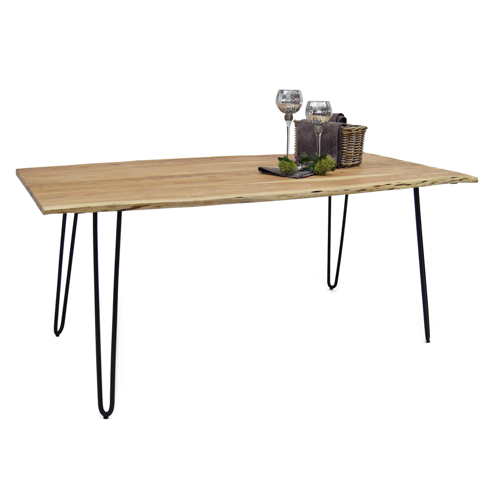 
                  
                    Esstisch 160 x 85 cm Akazie massiv / Metall Hairpin - Kant
                  
                