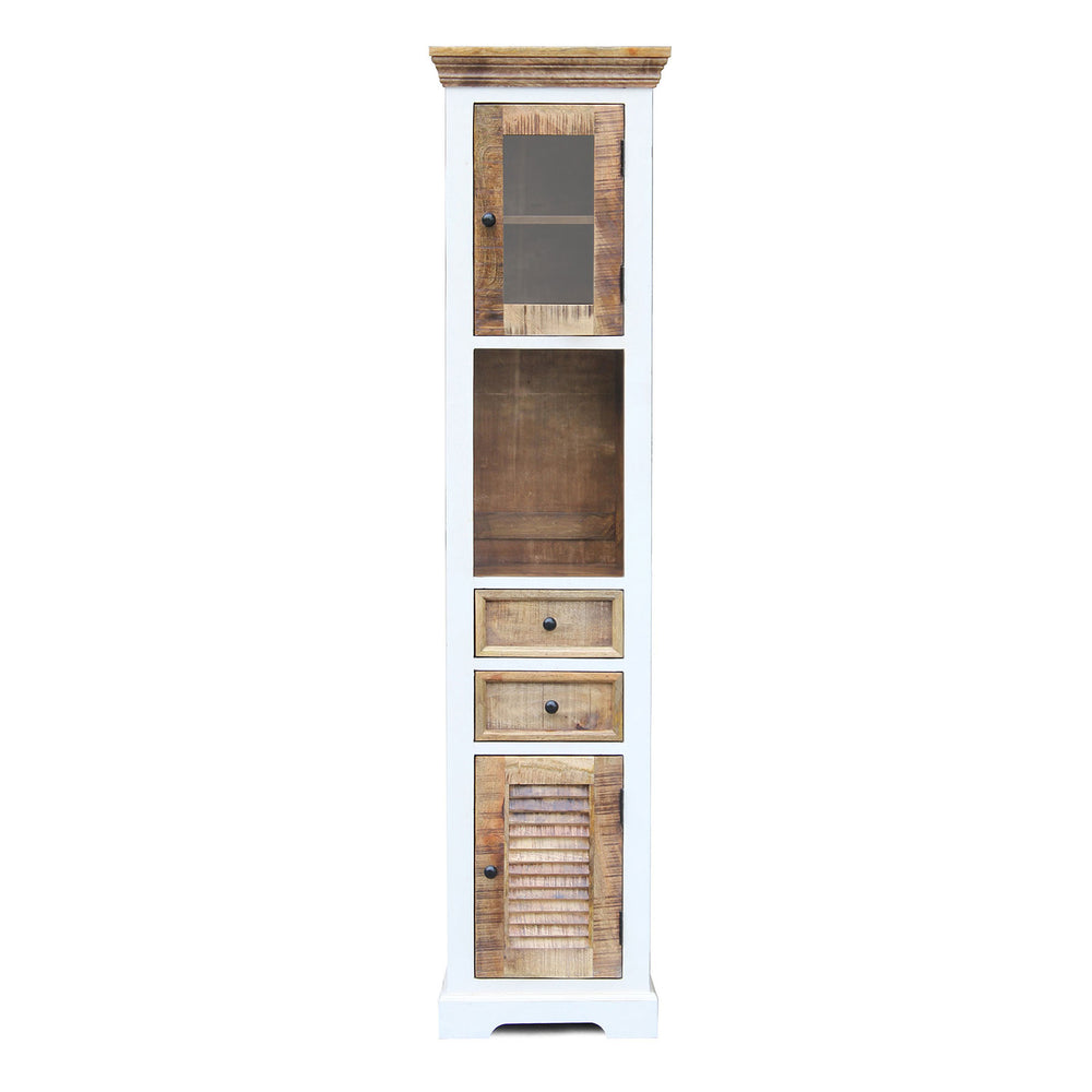 
                  
                    Hochschrank Mango massiv weiß / braun Landhausstil - Neron
                  
                