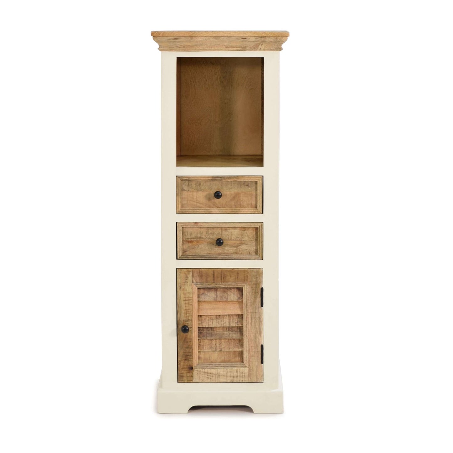 
                  
                    Hochkommode Mango massiv weiß / braun Landhausstil - Neron
                  
                