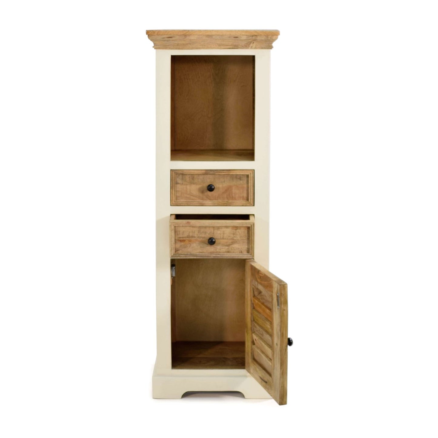 
                  
                    Hochkommode Mango massiv weiß / braun Landhausstil - Neron
                  
                