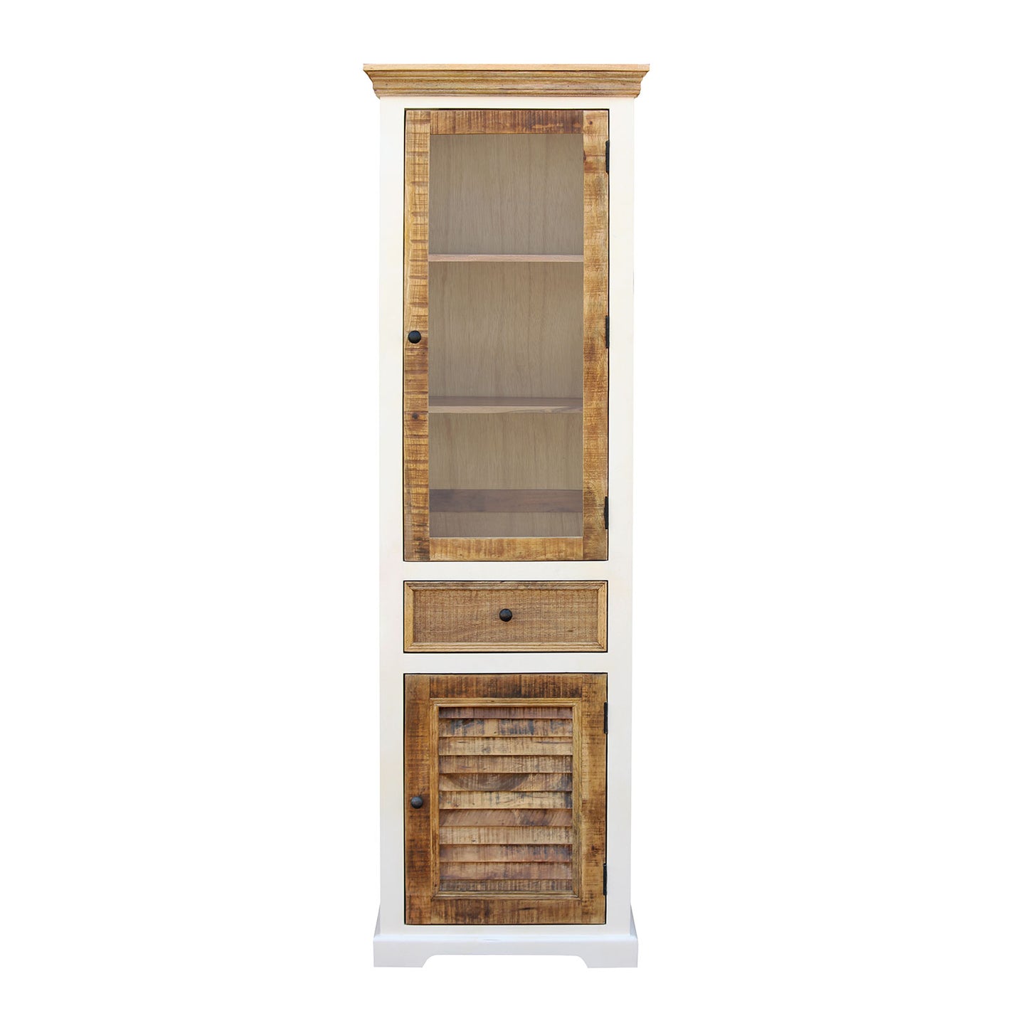 
                  
                    Vitrine 1 trg. Mango massiv weiß / braun Landhausstil - Neron
                  
                