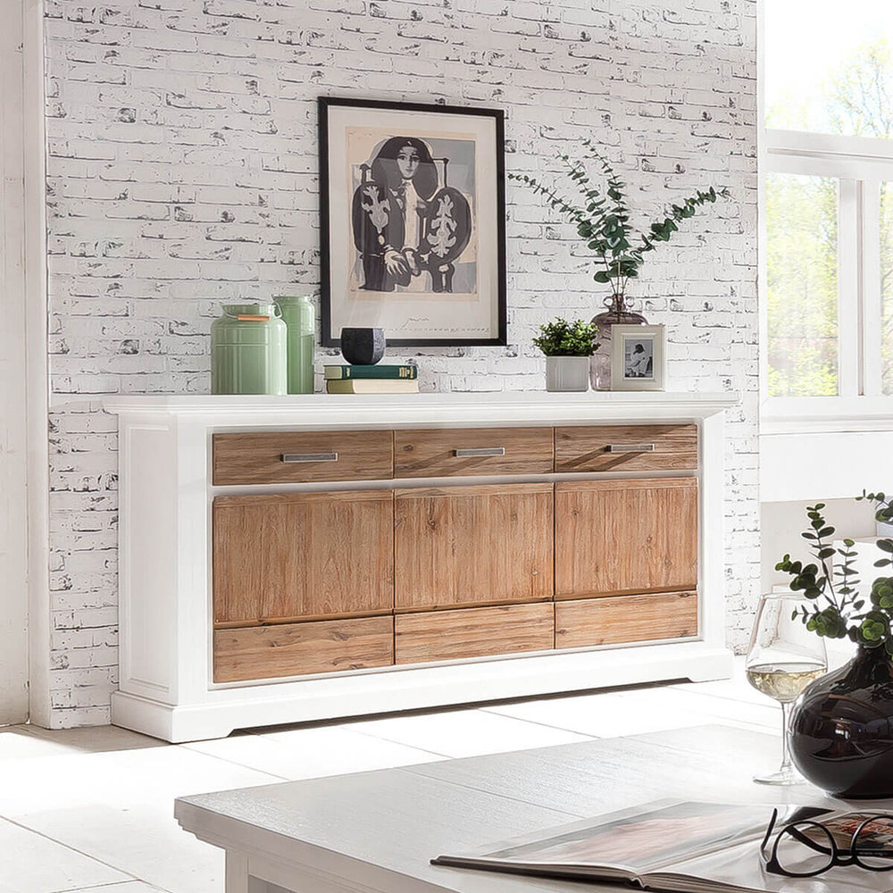 
                  
                    Sideboard Akazie massiv Weiß/Cappuccino gebürstet Lalé
                  
                