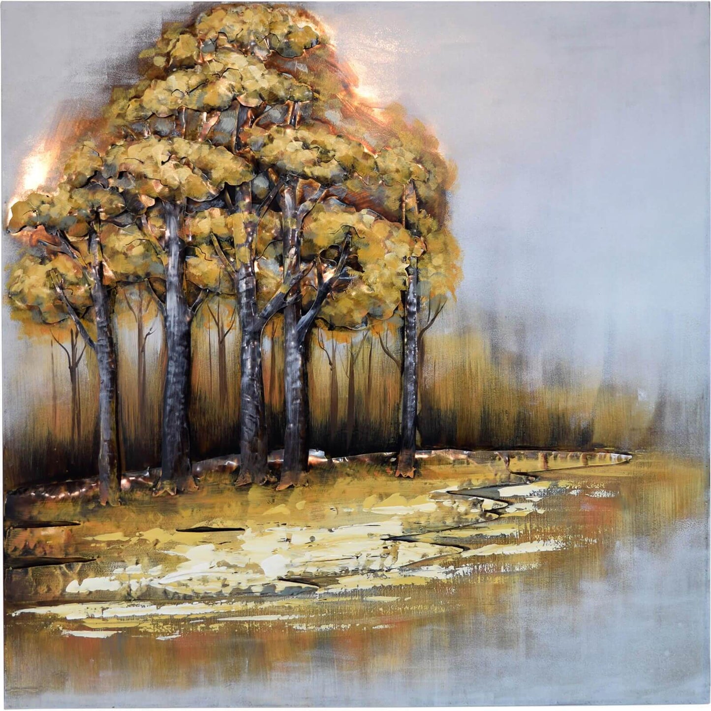 
                  
                    Metallbild Bäume am Fluss 100 x 100 cm 3D Vintage / Industrialstyle
                  
                