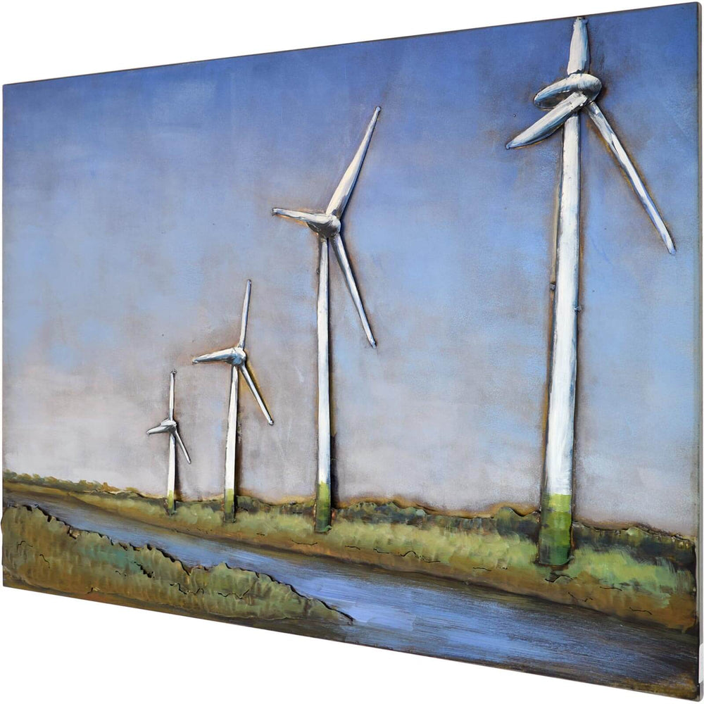 Metallbild Windmühlen 100 x 75 cm 3D-Optik Vintage / Industrialstyle